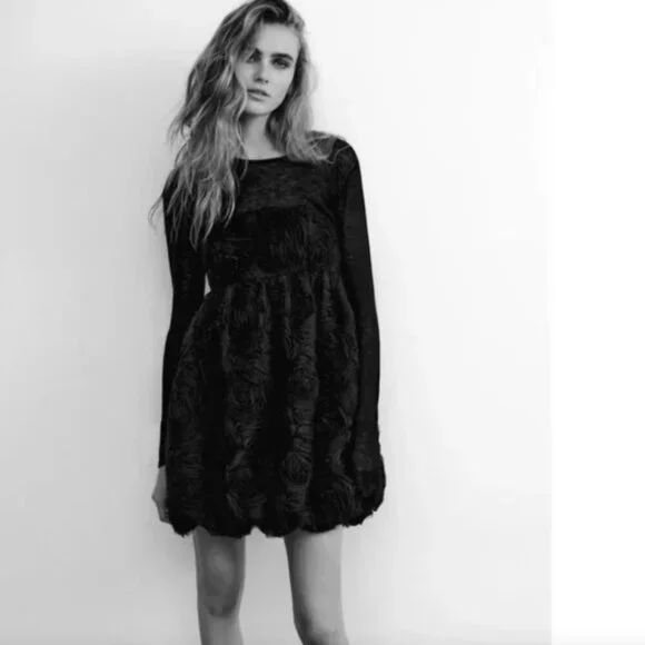 ZARA Black Floral Mini Dress S | Blogger Fav | Coquette Balletcore Party Glam - Picture 4 of 6